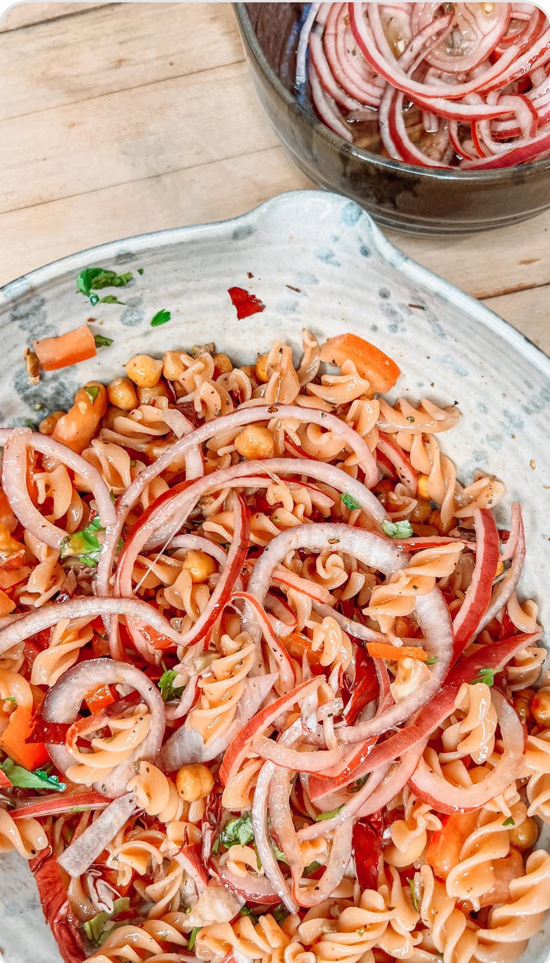 Summer Greek Chickpea Pasta Salad