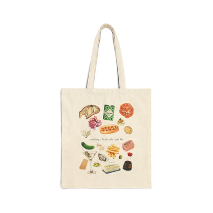 Gourmet Snacks Canvas Tote Bag — Illustrated Food Market Grocery Shopper