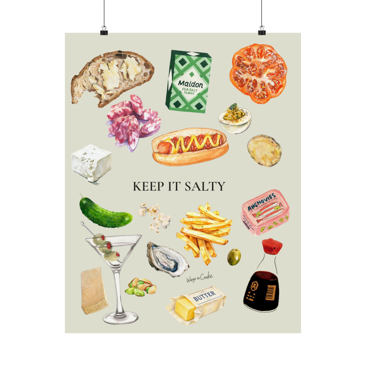 Food Illustration Poster — “Keep it Salty" Matte Vertical Art Print