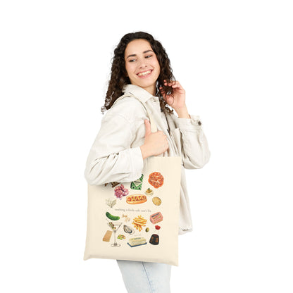 Gourmet Snacks Canvas Tote Bag — Illustrated Food Market Grocery Shopper
