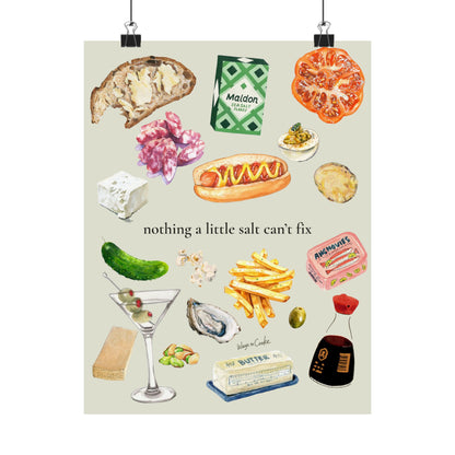Kitchen Salt Lover Poster — "nothing a little salt can't fix" Matte Vertical Art