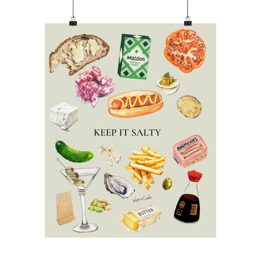 Food Illustration Poster — “Keep it Salty" Matte Vertical Art Print