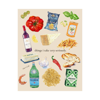 Pantry Matte Poster — "Things I Take Very Seriously" Kitchen Art