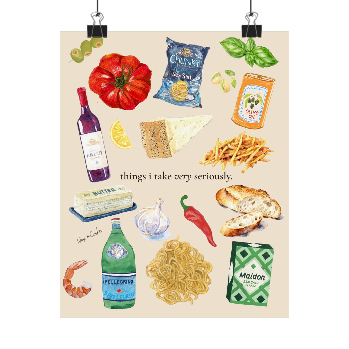 Pantry Matte Poster — "Things I Take Very Seriously" Kitchen Art