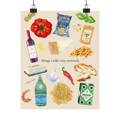 Pantry Matte Poster — "Things I Take Very Seriously" Kitchen Art