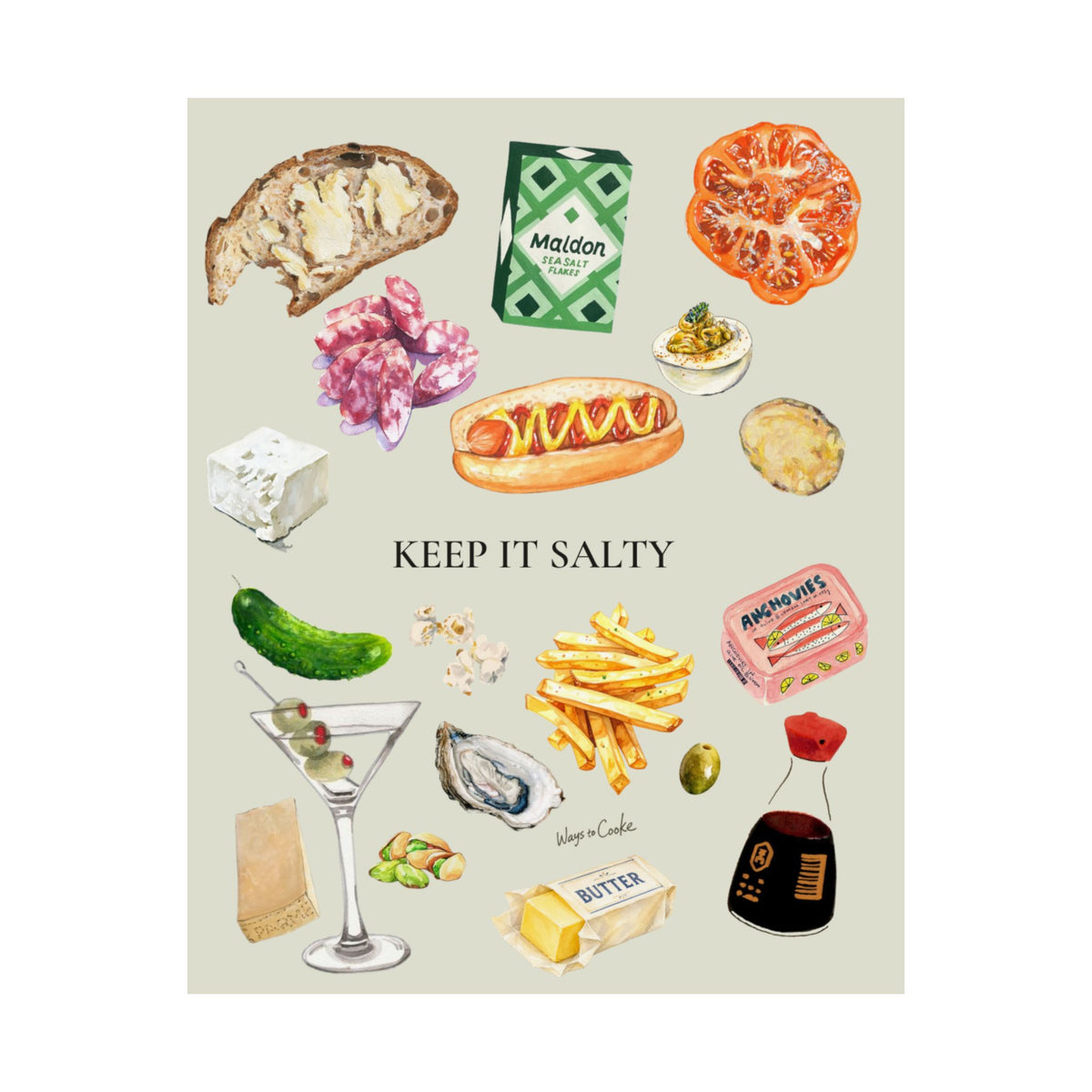Food Illustration Poster — “Keep it Salty" Matte Vertical Art Print