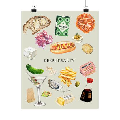Food Illustration Poster — “Keep it Salty" Matte Vertical Art Print